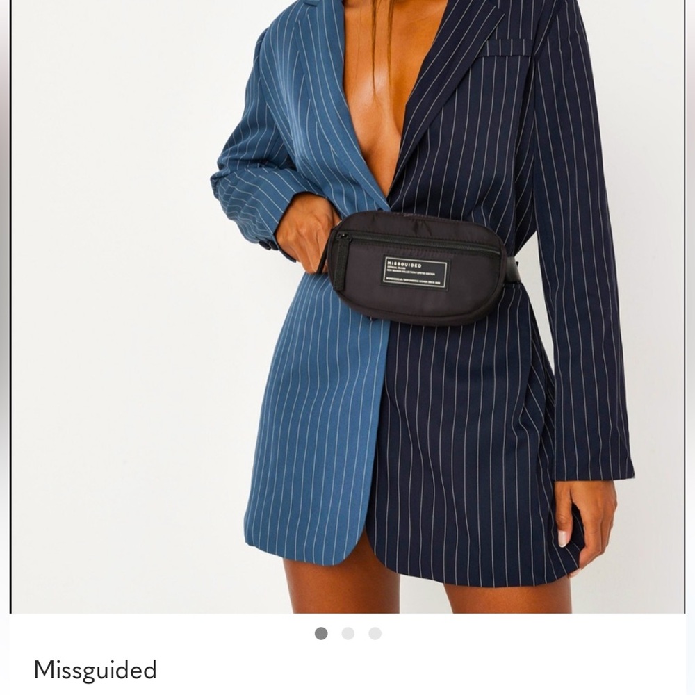 Missguided Two-Tone Pinstripe Blazer Dress